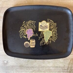Vintage Couroc Wine Grapes MidCentury Lacquer Charcuterie Tray Serving Platter